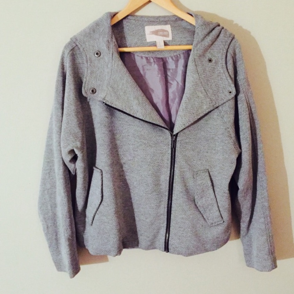Forever 21 Hoodie Jacket Sweatshirt Gray Side Zipper Lined Medium